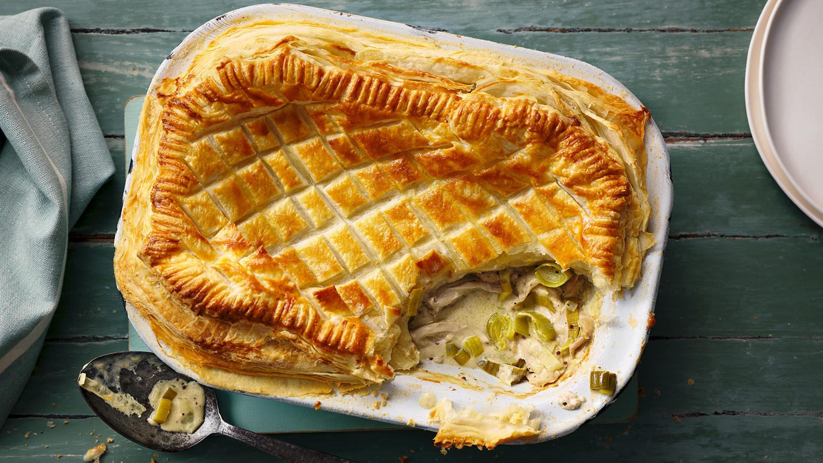 chicken bacon and leek pie